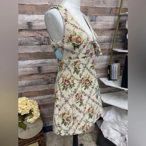 Hill House Beige Floral Mini Dress - Picture 2 of 7